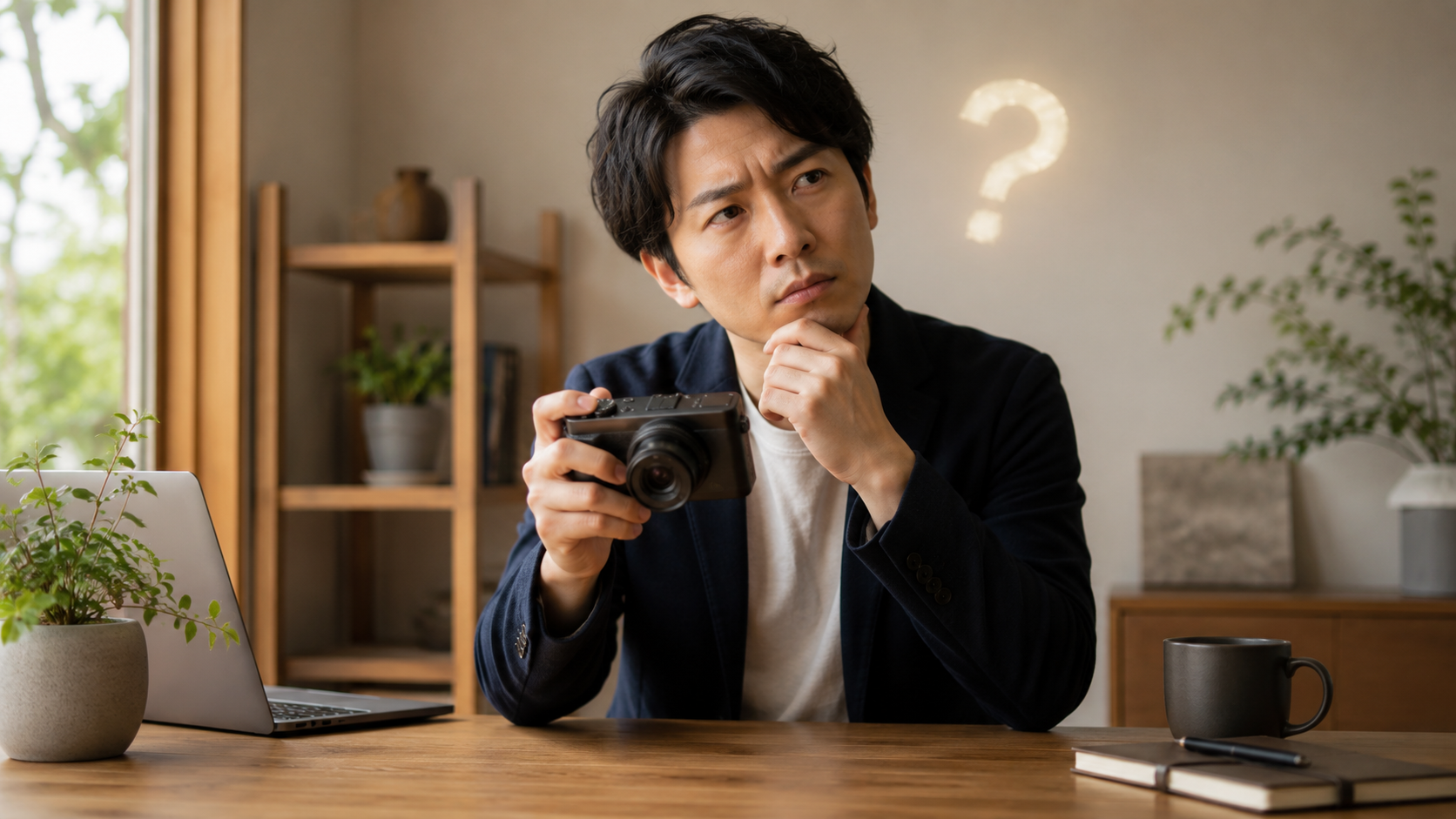 カメラの症状に首をかしげる出品者のイメージ
